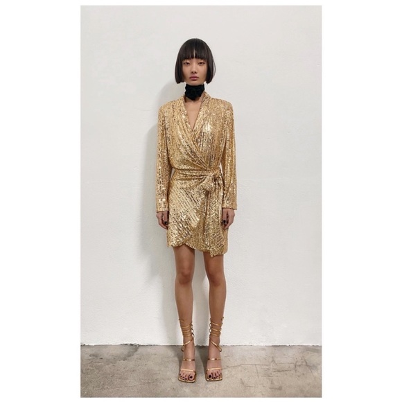 Zara gold sequined mini dress - Picture 2 of 8